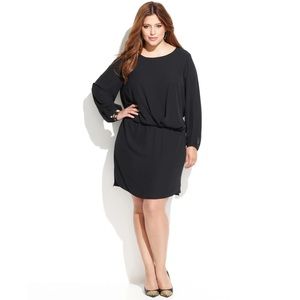 Vince Camuto Plus Size Black Long Sleeve Blouson Dress